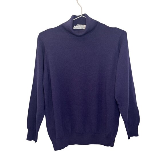 Jaeger purple merino wool ribbed turtleneck sweater size 10 - Picture 3 of 8